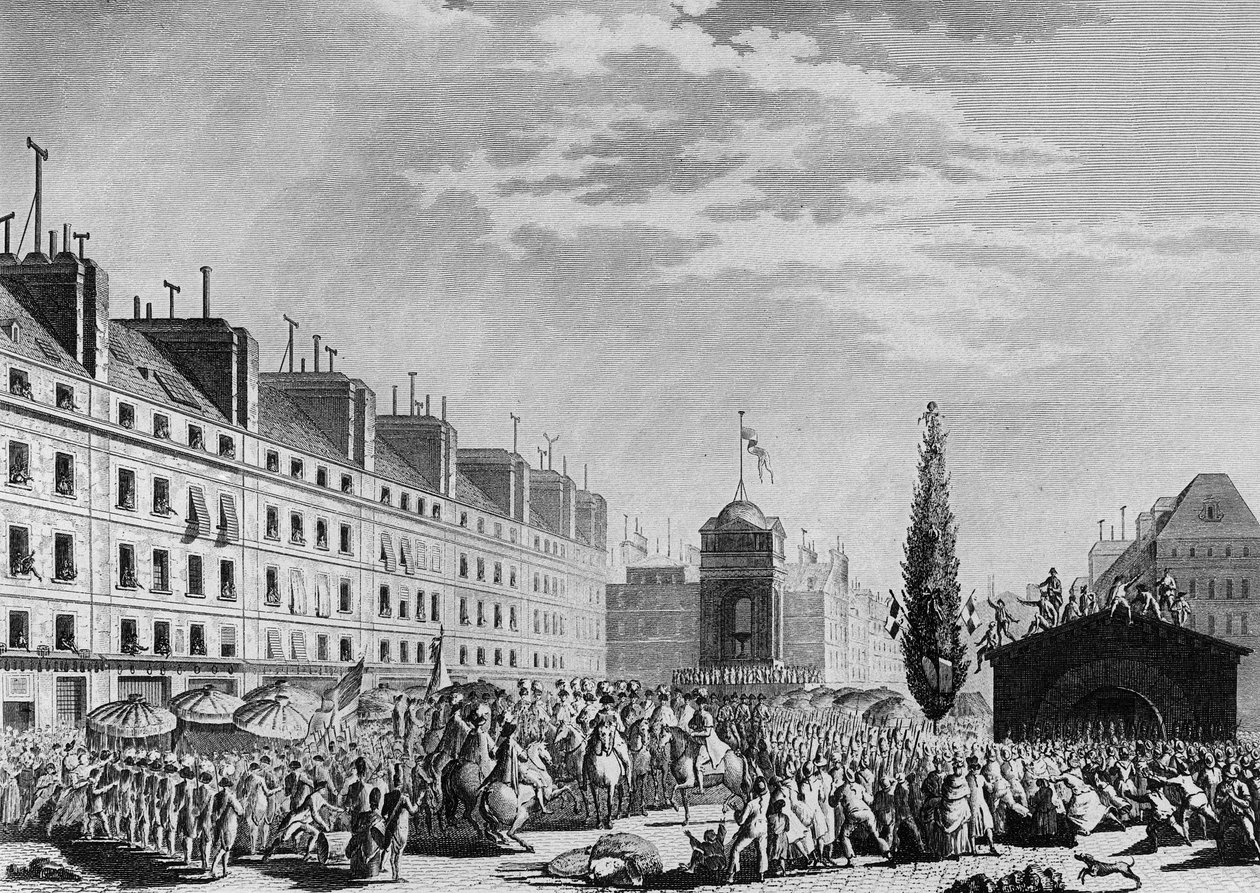French Revolution: Proclamation of the Constitution at Place du Marche des Innocents in Paris on September 14 by Jean Louis II (after) Prieur