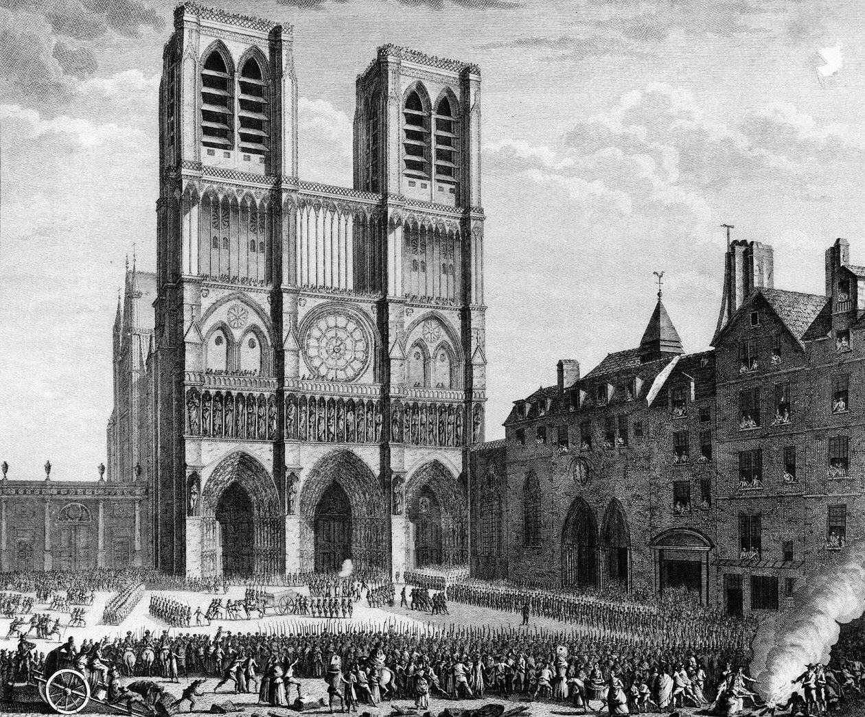 French Revolution: Thomas de Mahy, Marquis de Favras making amends in front of Notre Dame de Paris on February 19 by Jean Louis II (after) Prieur