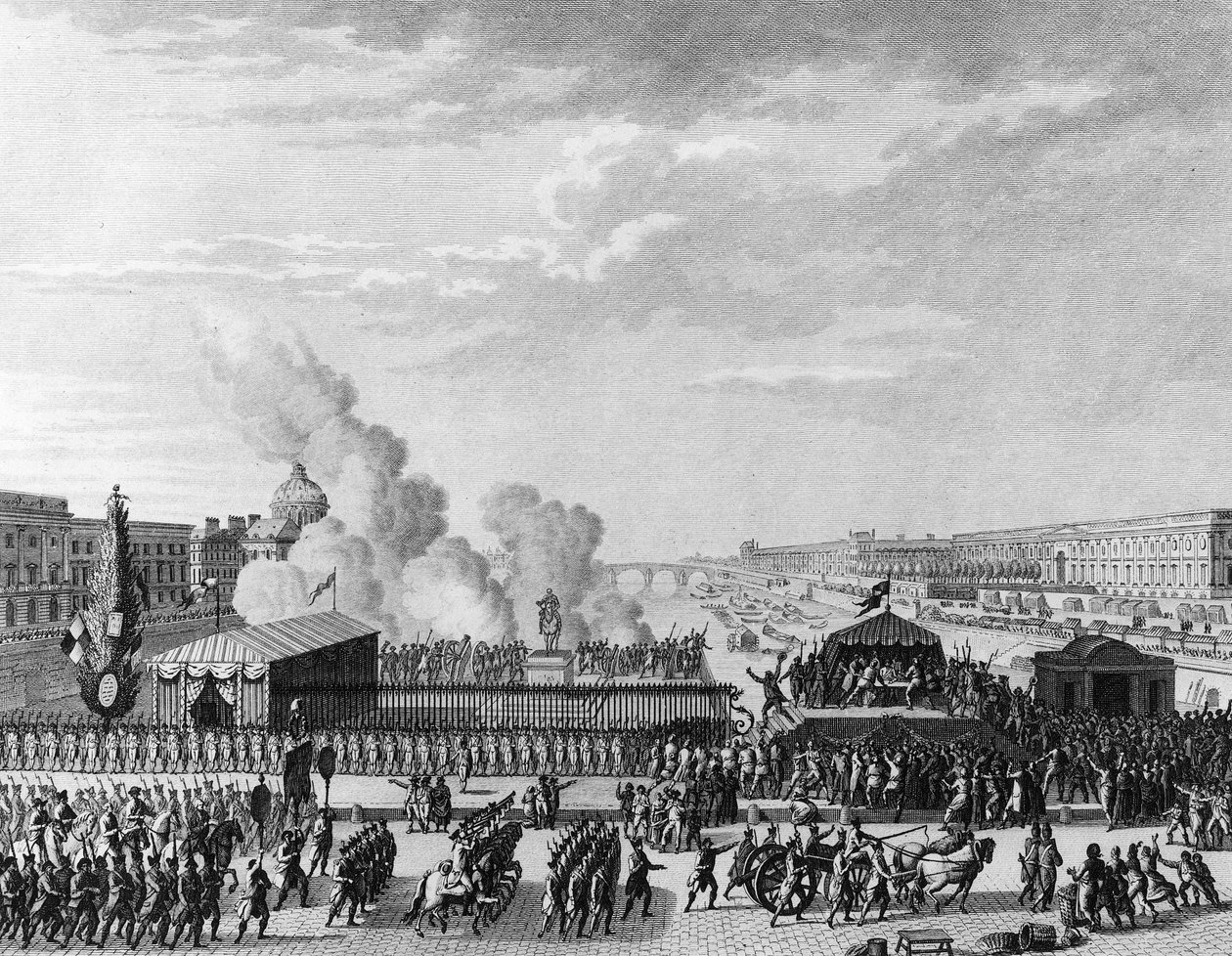 French Revolution: Volunteers at Pont Neuf in Paris, July 22 by Jean Louis II (after) Prieur