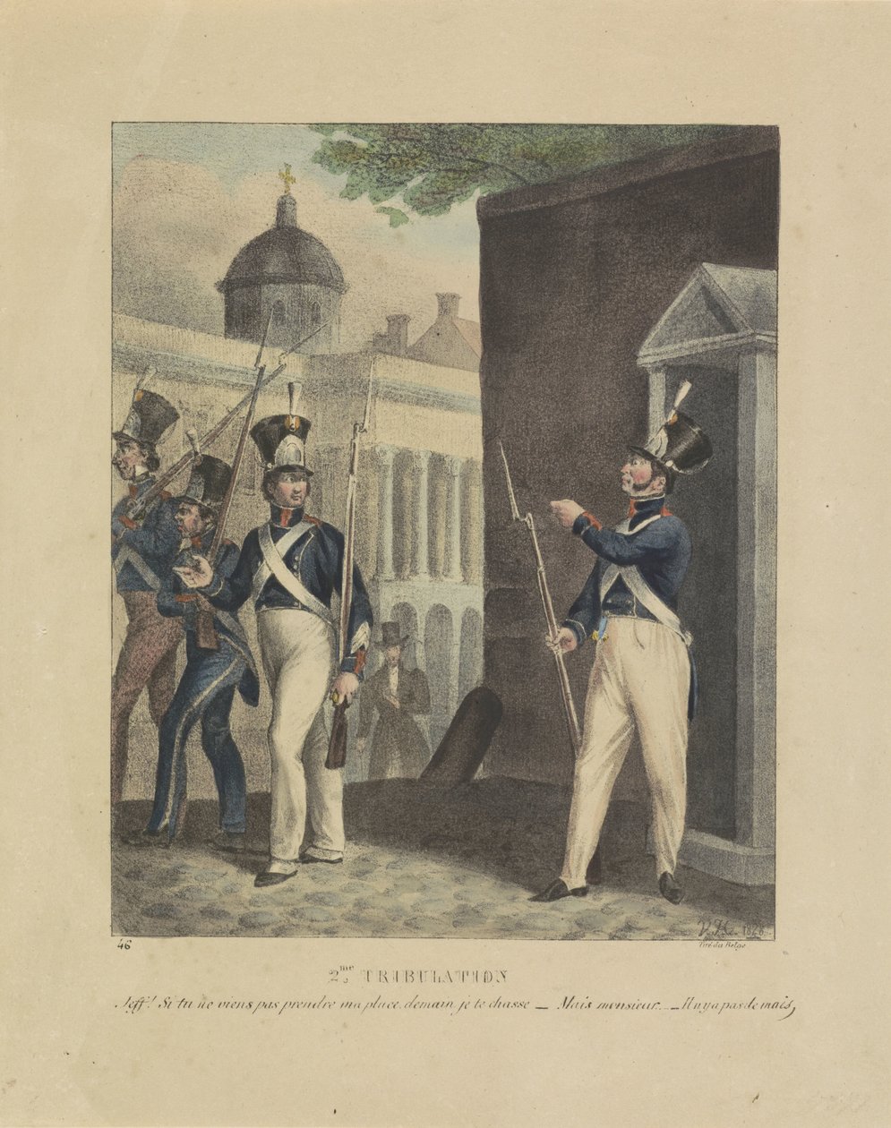 Second Trial, 1828 (Caricatures of the Mismanagement Within the Belgian Militias, 1828) by Jean Louis Van Hemelryck