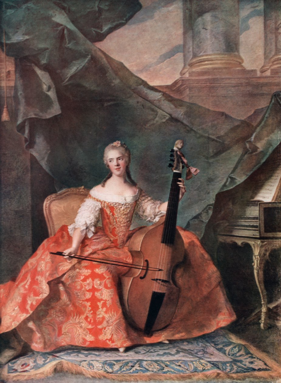 Madame Henriette de France in Court Costume Playing a Bass Viol by Jean Marc Nattier