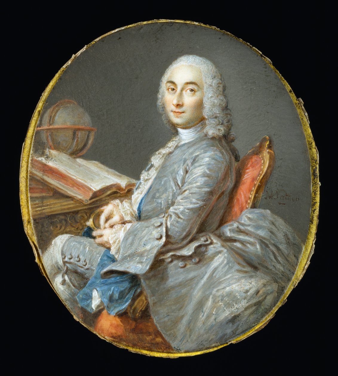 Miniature Portrait of César François Cassini de Thury by Jean Marc Nattier