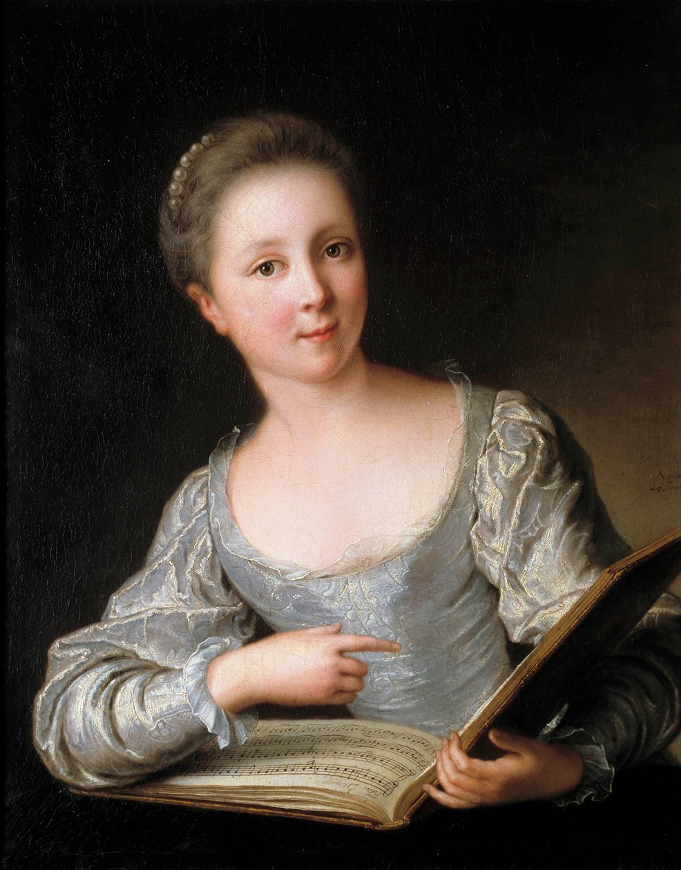 Portrait of a young woman reading sheet music by Jean Marc Nattier