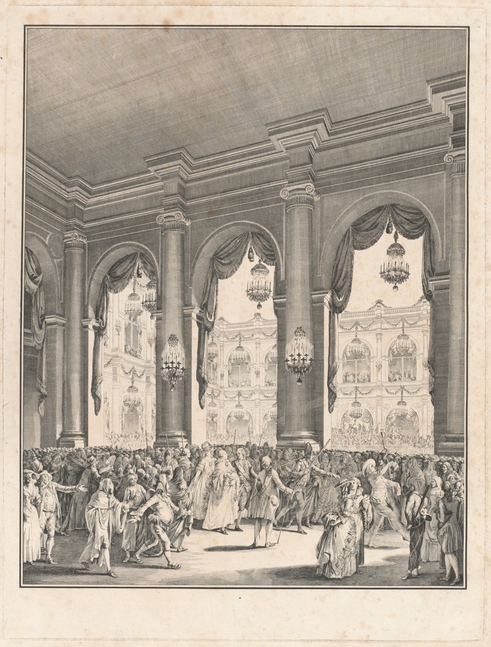 The Masquerade Ball - Celebration for the Birth of Monseigneur the Dauphin, January 23, 1782 by Jean Michel Moreau the Younger