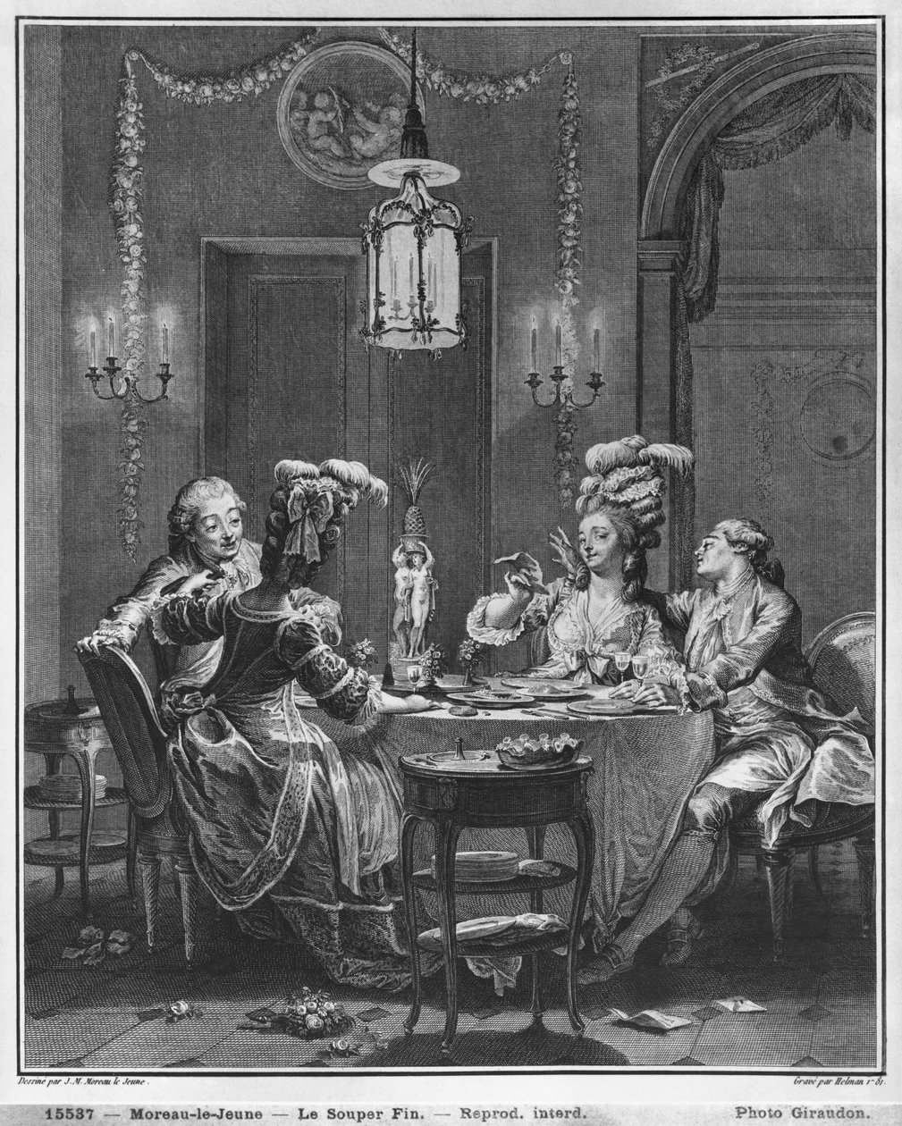The Gourmet Supper, engraved by Isidore Stanislas Helman (1743-1809) 1781 by Jean Michel the Younger Moreau