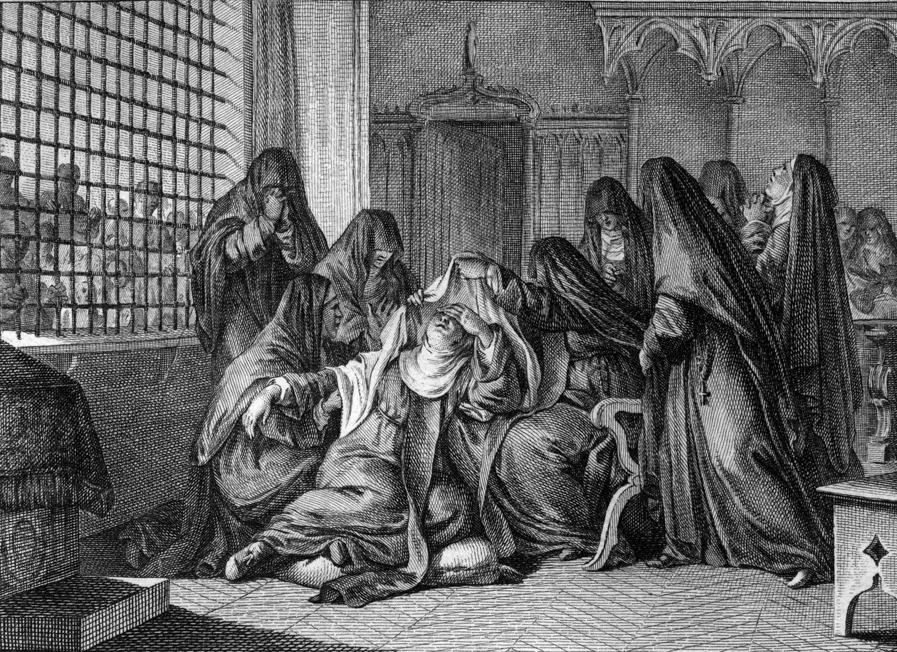 Abelard and Heloise: Heloise (1101-1164) taking the veil at the abbey of the women of Argenteuil. Engraving by Jean Michel Moreau, dit Moreau le Jeune (1741-1814) by Jean Michel the Younger Moreau