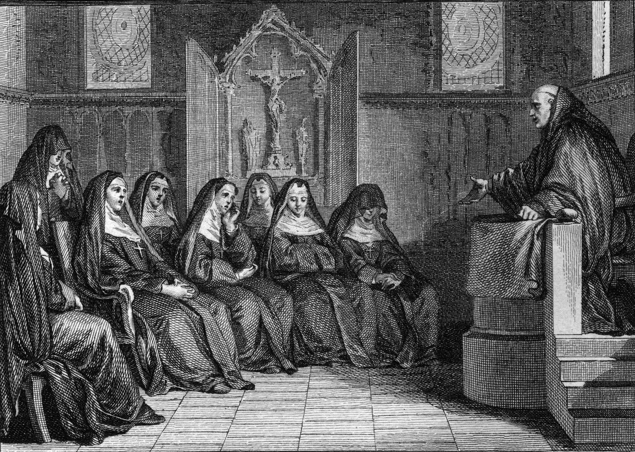 Abelard and Heloise: Pierre Abelard (1079-1142) became a monk of the abbey of Saint Denis. Engraving by Jean Michel Moreau, dit Moreau le Jeune (1741-1814) by Jean Michel the Younger Moreau