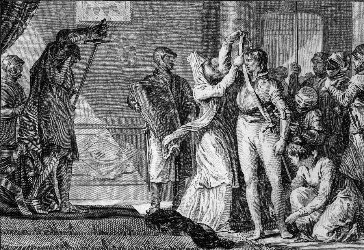 Ceremony of knighting under the Capetians (engraving by Jean Michel Moreau) by Jean Michel the Younger Moreau