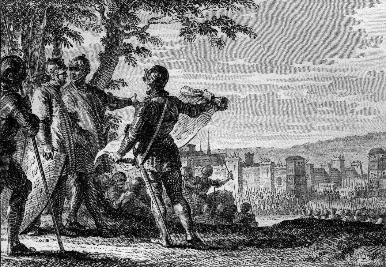 King Louis III (863-882) and Carloman II (867-884) besieging the city of Vienna, 883. Engraving by Jean Michel Moreau, dit Moreau le Jeune (1741-1814) by Jean Michel the Younger Moreau