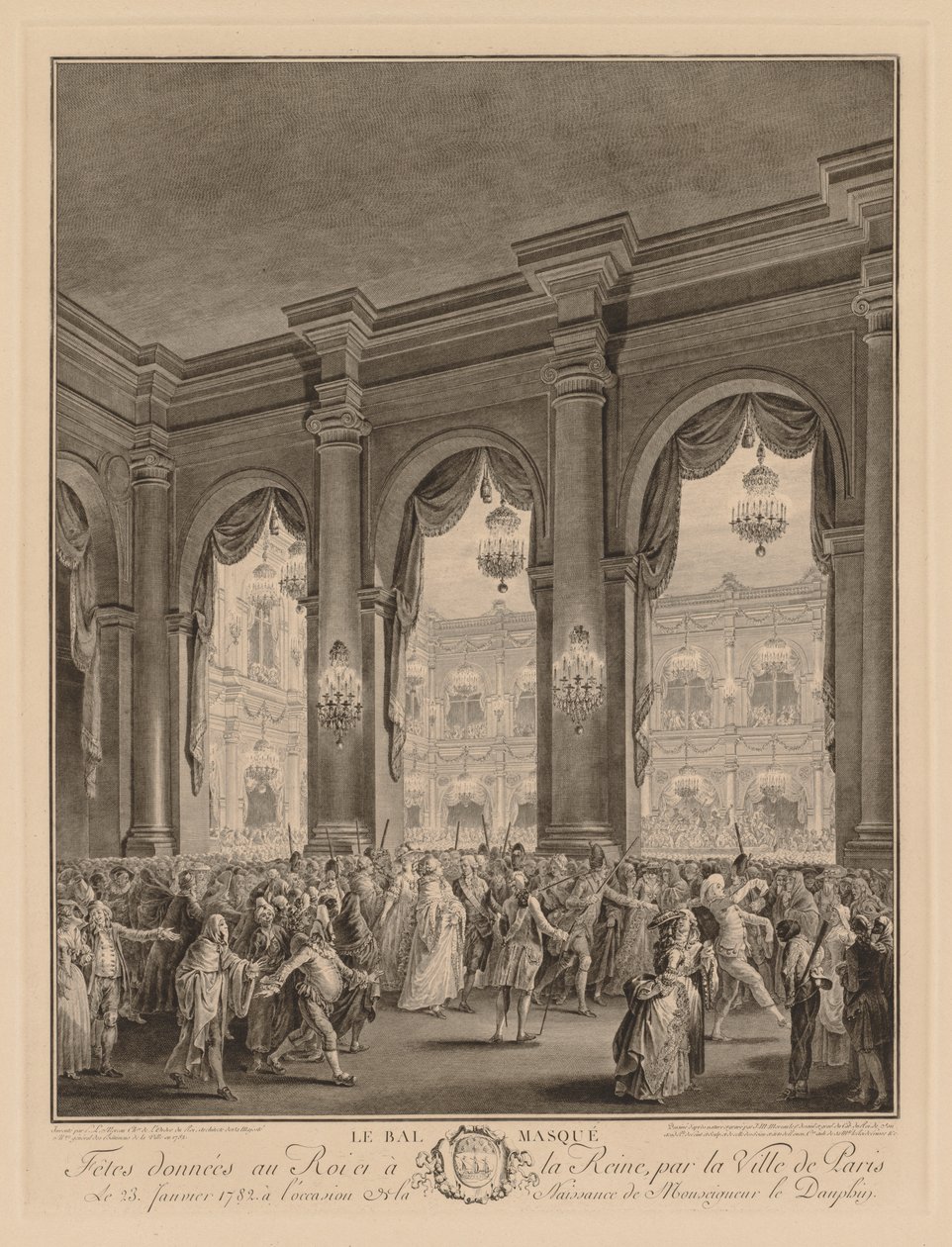 The masked ball given at the City Hall, January 23, 1782 by Jean Michel the Younger Moreau