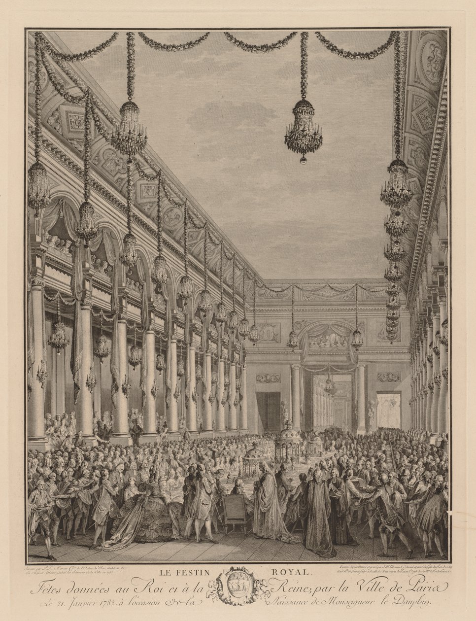 The Royal Feast at the Hôtel de Ville, January 21, 1782 by Jean Michel the Younger Moreau