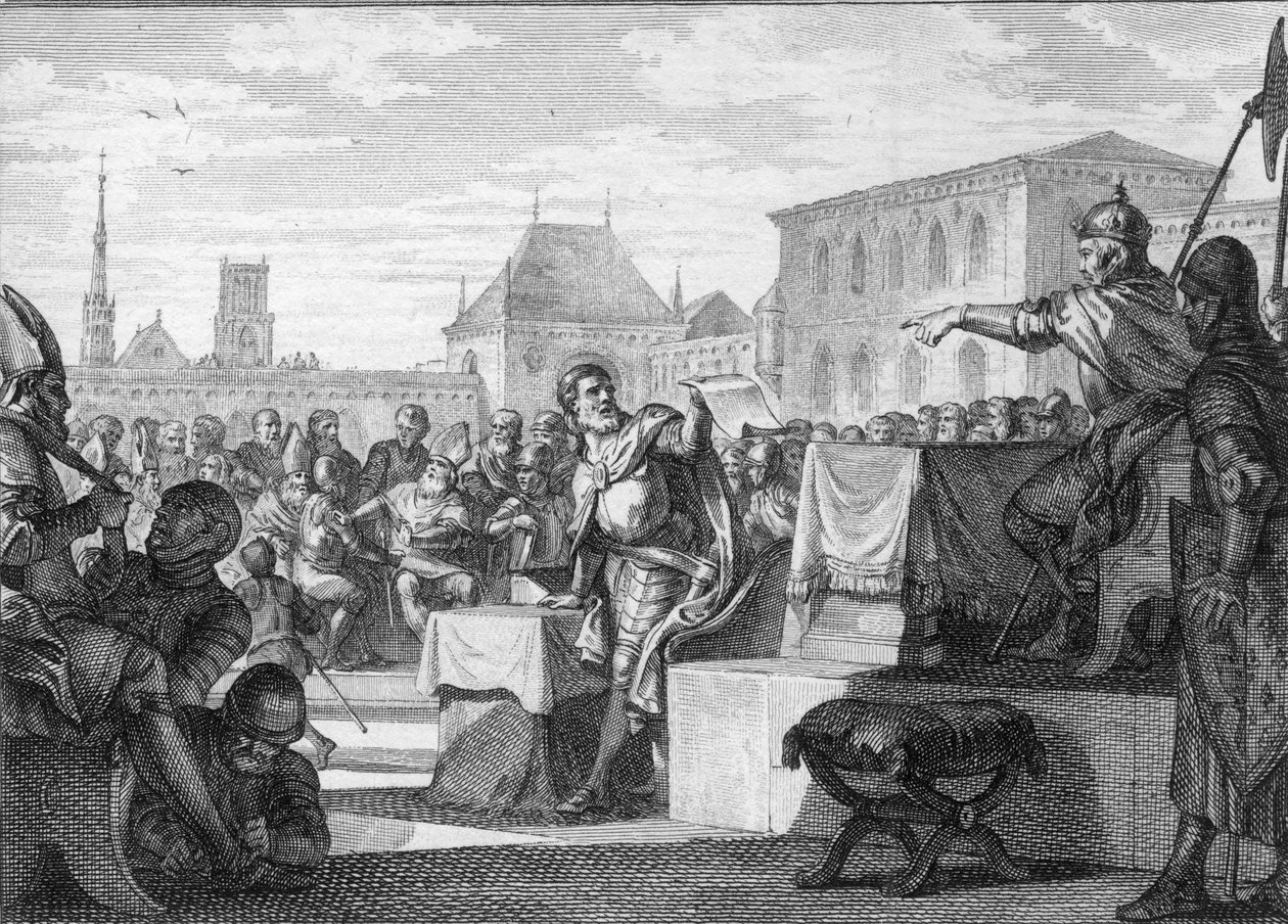 Passagere reform of the clergy, 816: Louis I the Pious (engraving) by Jean Michel the Younger Moreau