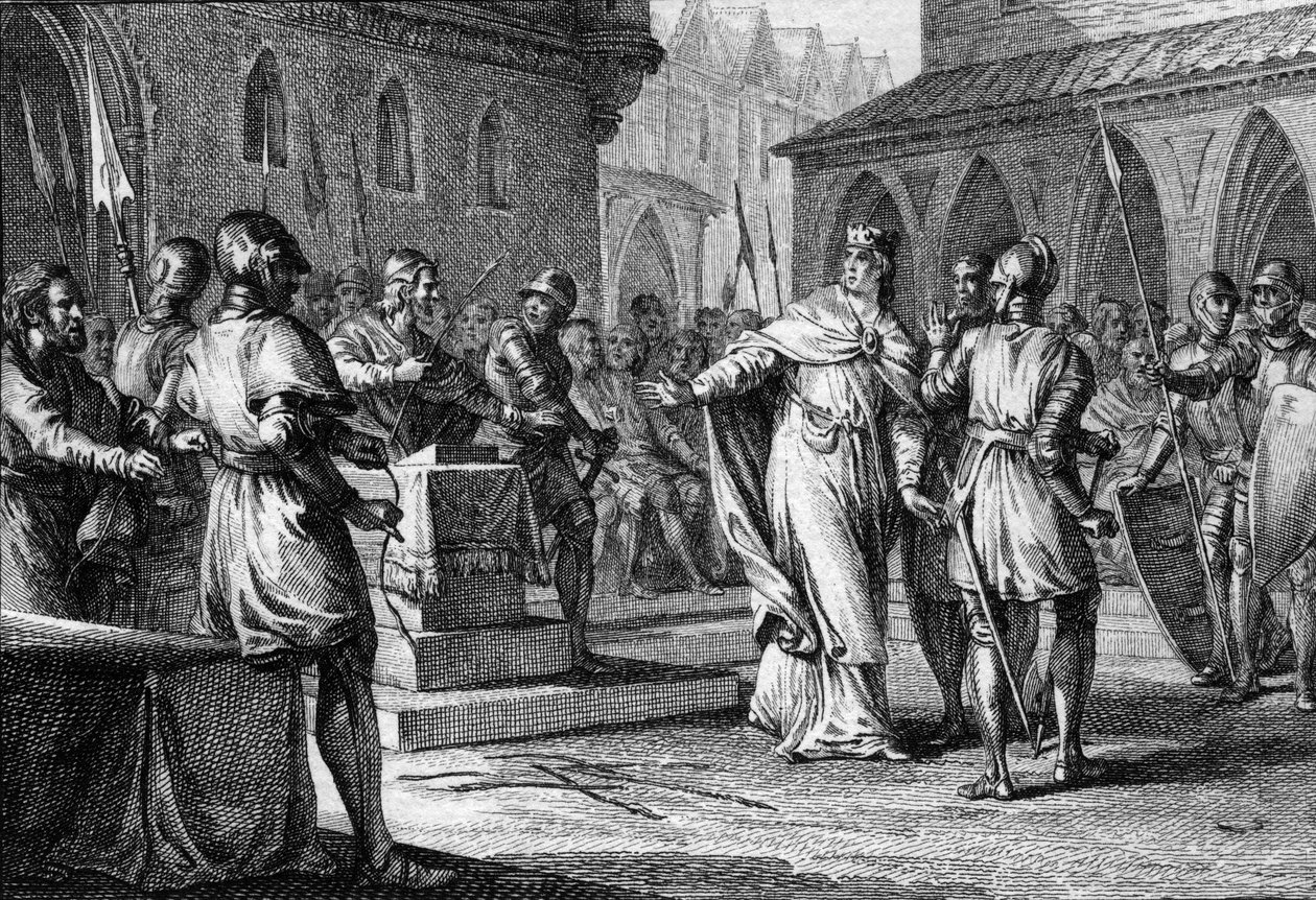 Rising against Charles III the Simple by the lords led by Robert (865-923) who became King of France in 922 as Robert I, Soissons 920 (engraving) by Jean Michel the Younger Moreau
