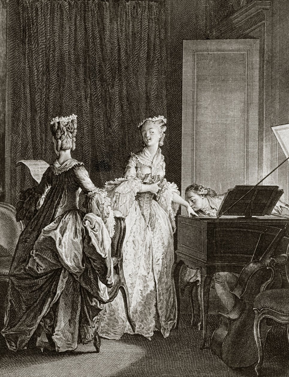 Saint Preux and Claire at the harpsichord in 