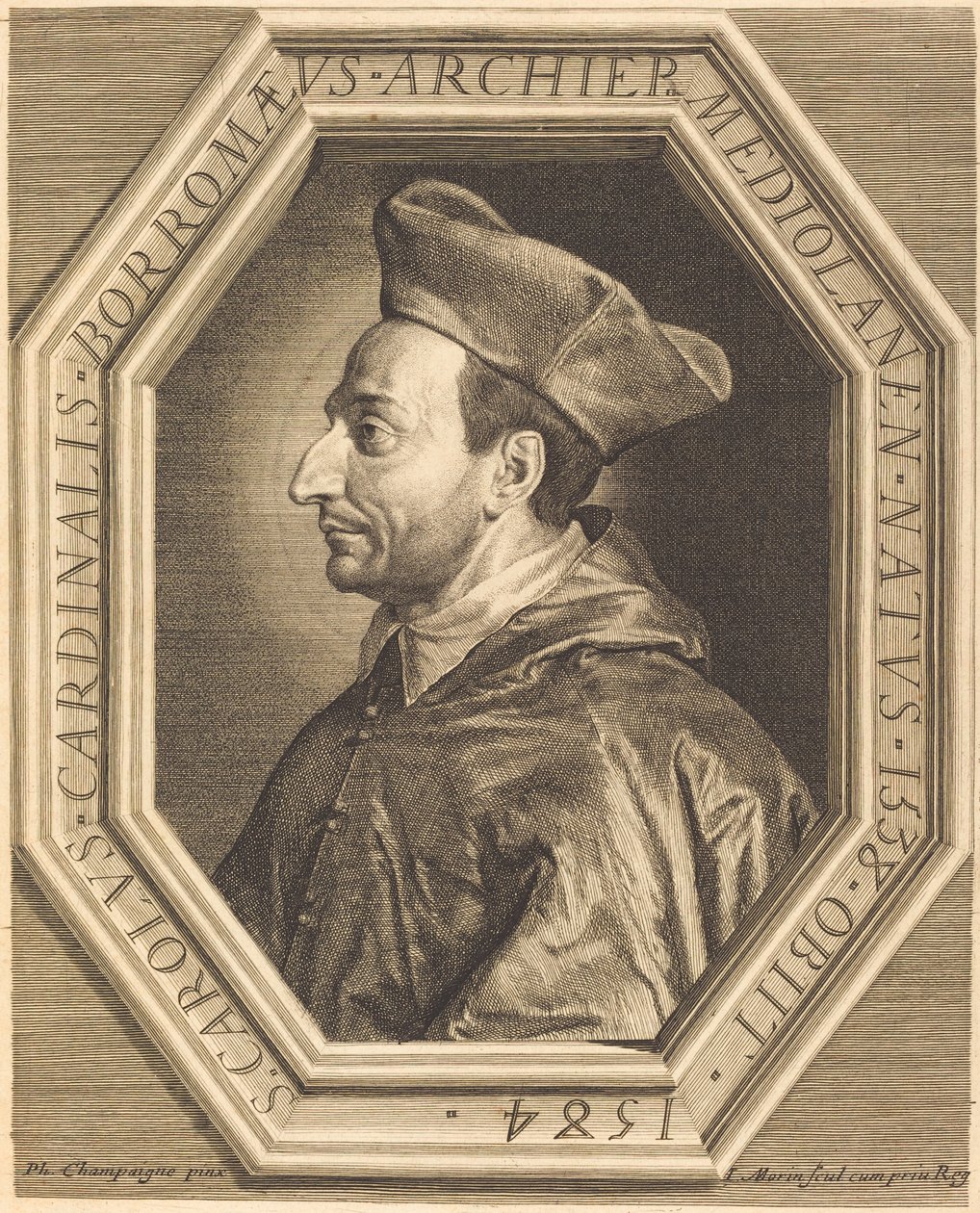 Saint Charles, Cardinal Borromeo by Jean Morin after Philippe de Champaigne
