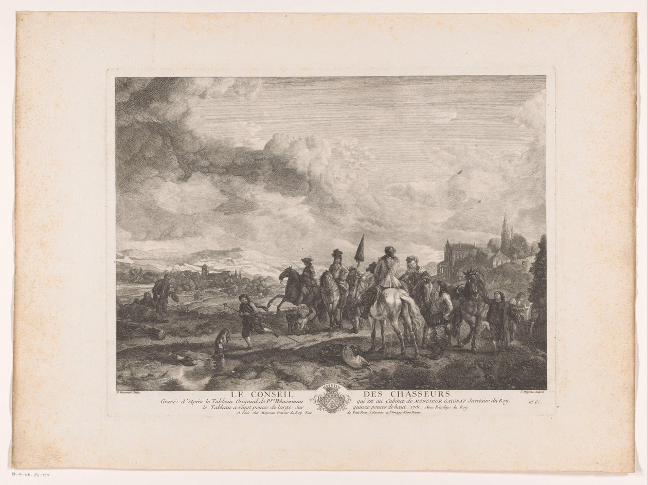 Resting Hunting Party in a Landscape (Le Conseil des Chasseurs) by Jean Moyreau