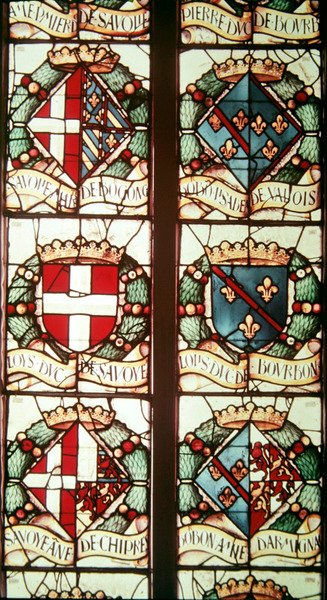 Heraldic coats of arms associated with Philibert of Savoy, husband of the donor, Margaret of Austria by Jean Orquois Jean Brachon Antoine Noisin