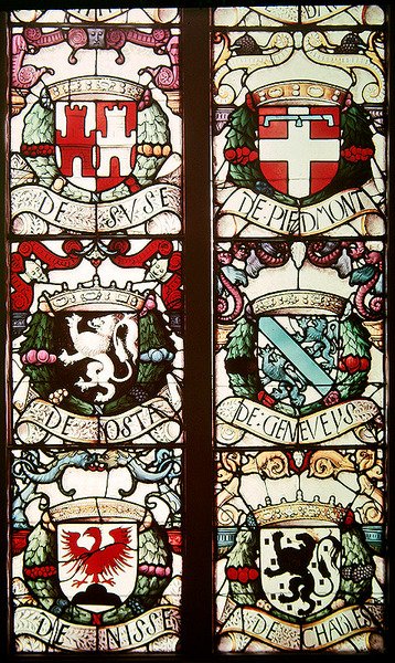 Heraldic coats of arms associated with Philibert of Savoy, husband of the donor, Margaret of Austria by Jean Orquois Jean Brachon Antoine Noisin