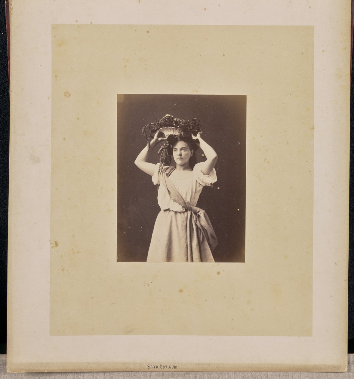 Portrait of a woman with wreath by Jean Pierre Bertrand Eugène Pégot Ogier