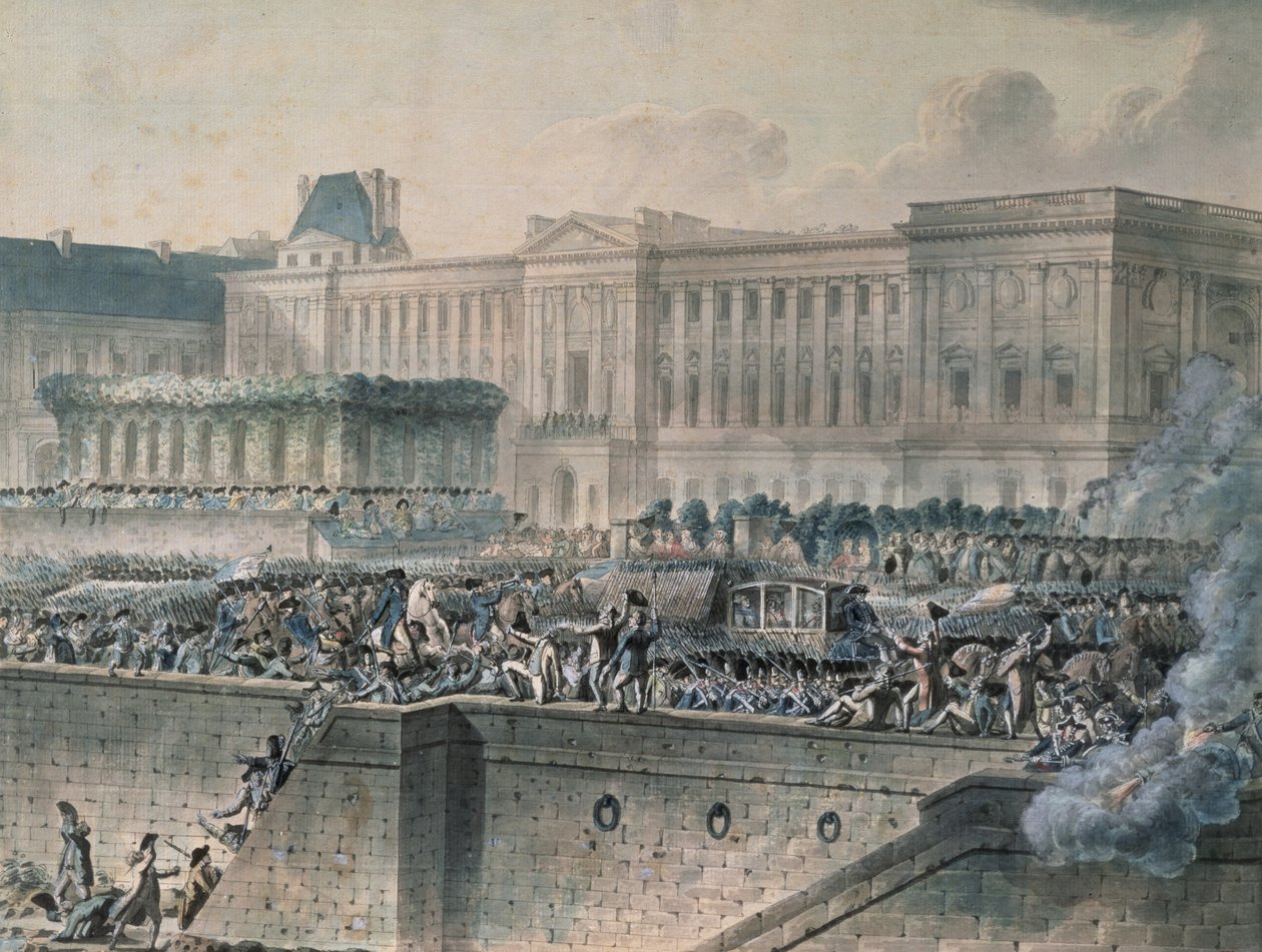 The Arrival of Louis XVI (1754-93) in Front of the Louvre, 17th July 1789 by Jean Pierre Houel