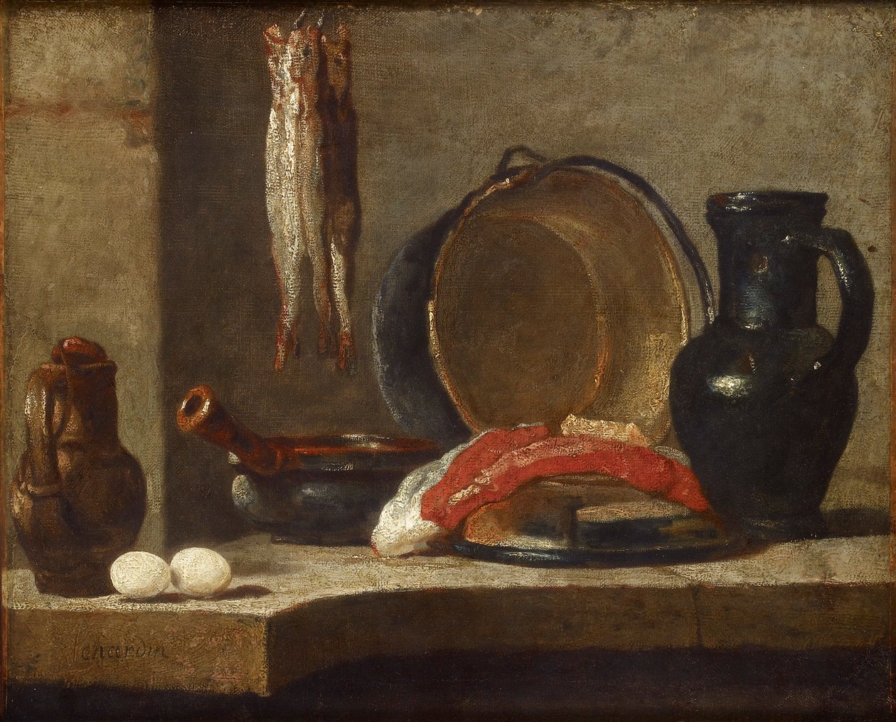 Still Life of Kitchen Utensils, c1733-1734 by Jean Baptiste Simeon Chardin