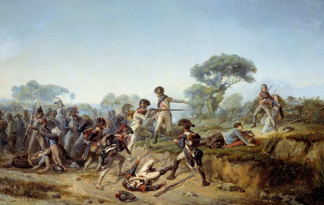 War of Vendee: The Knight Charles de Bois-Hardy Wanting to Save his Mistress by Jean Soreuil
