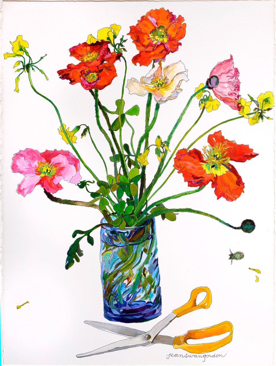 Poppies, Blue Vase & Scissors by Jean Swan Gordon