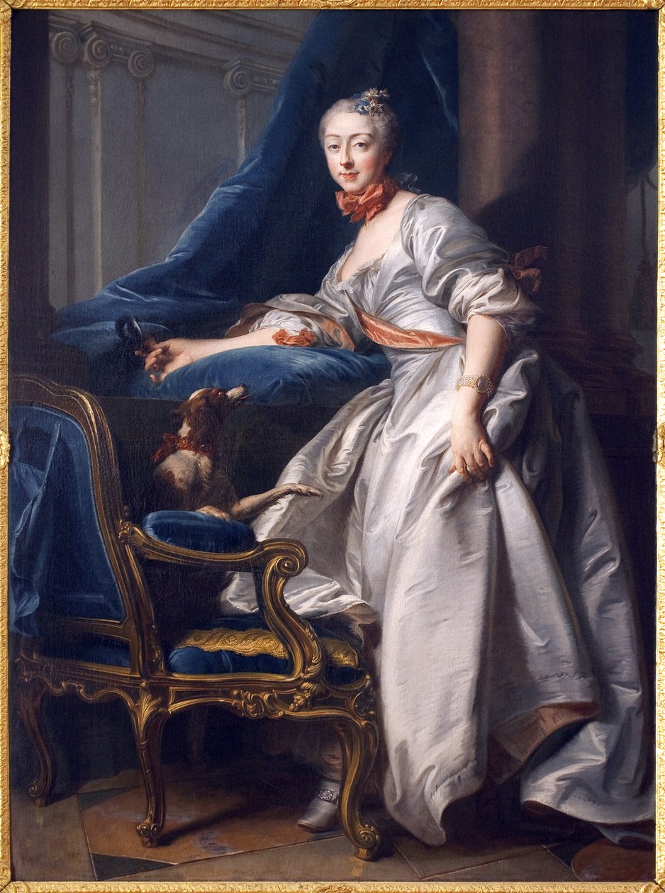 Portrait of Marie Anne de Montboisier Beaufort Canillac, Marquise de Caumont. Painting by Jean Valade (1709-1787), Oil on Canvas by Jean Valade