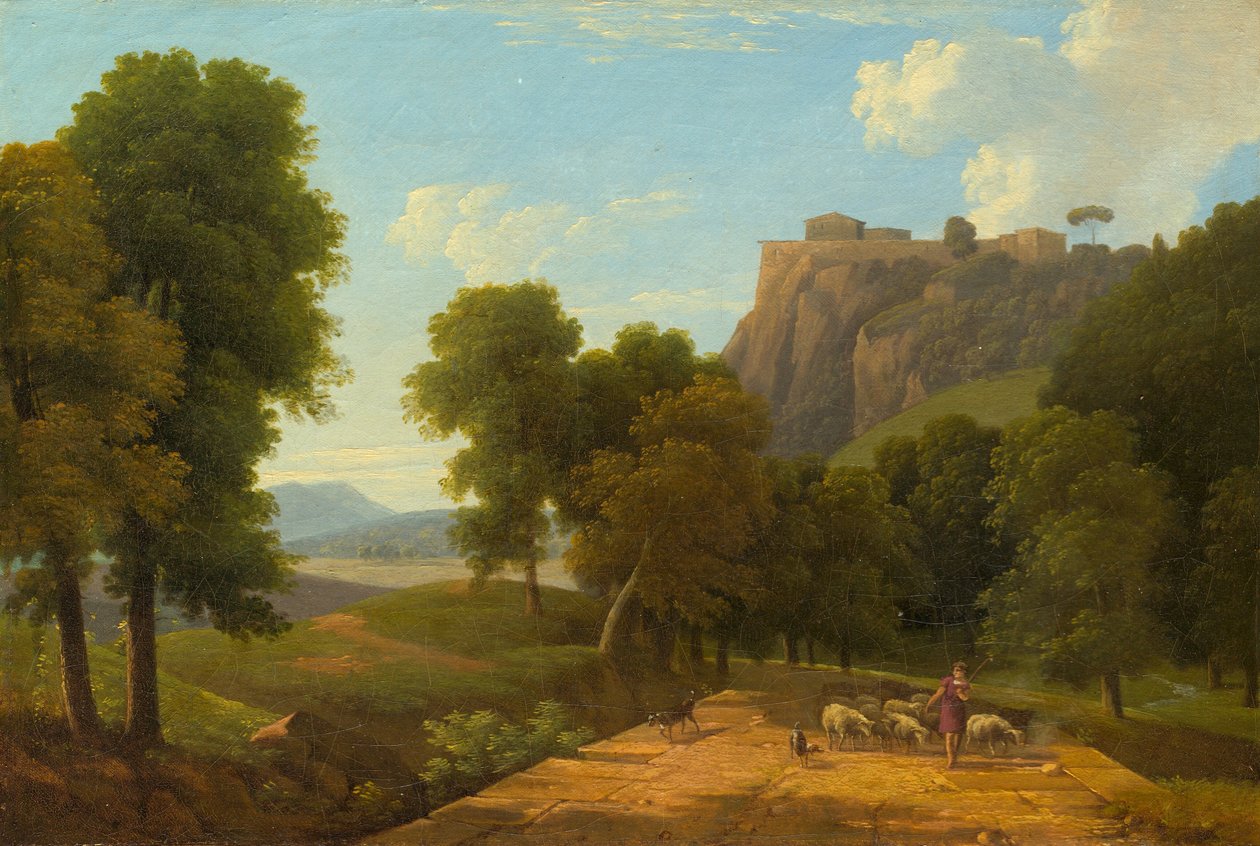 Shepherd with His Flock by Jean Victor Bertin