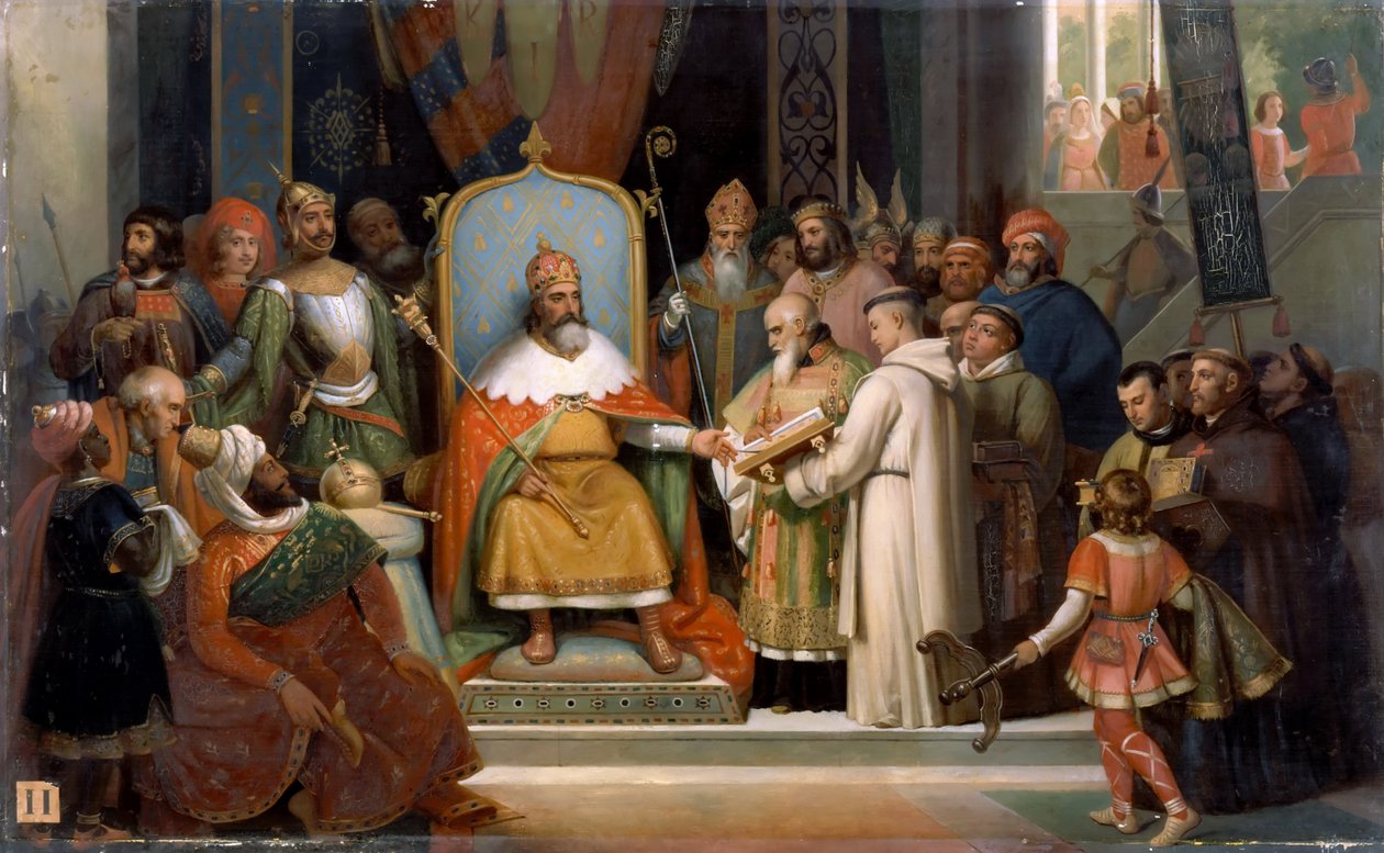 Charlemagne Receives Alcuin, 780 by Jean Victor Schnetz