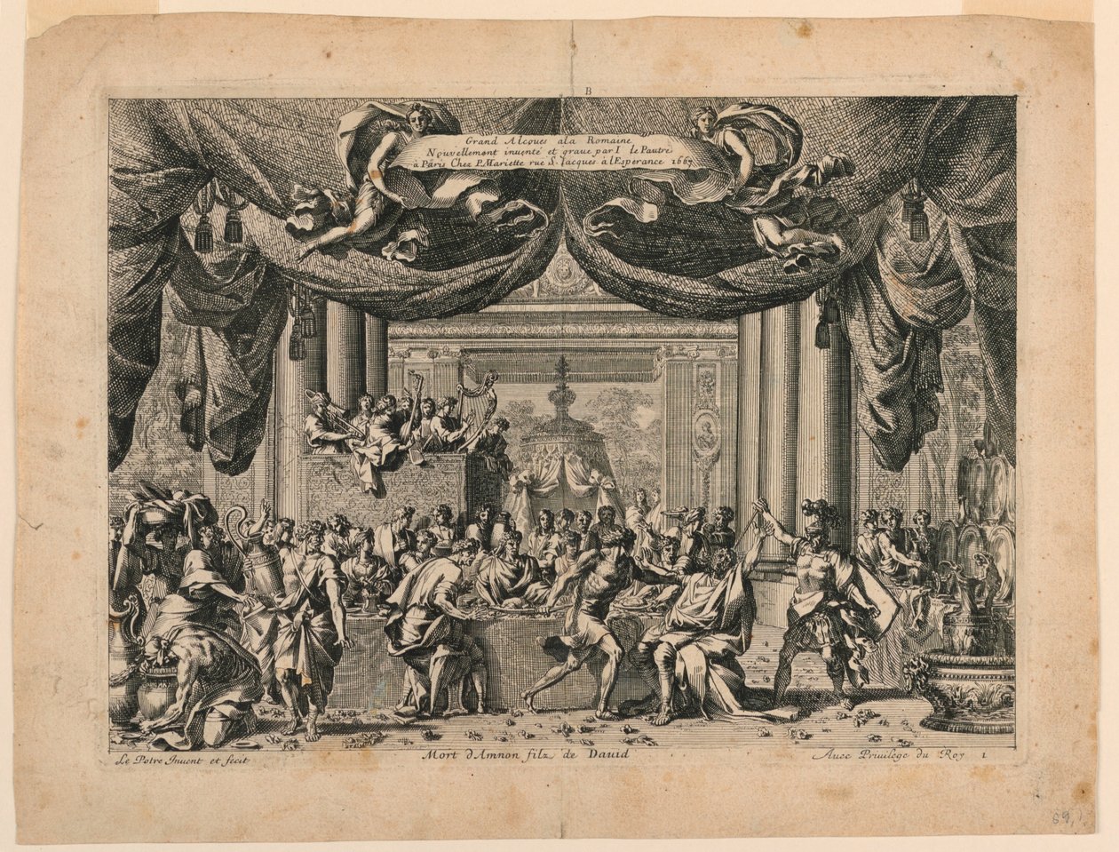 The Death of Amnon, Plate 1 from "Gland Alcoves a la Romaine" by Jean le Pautre