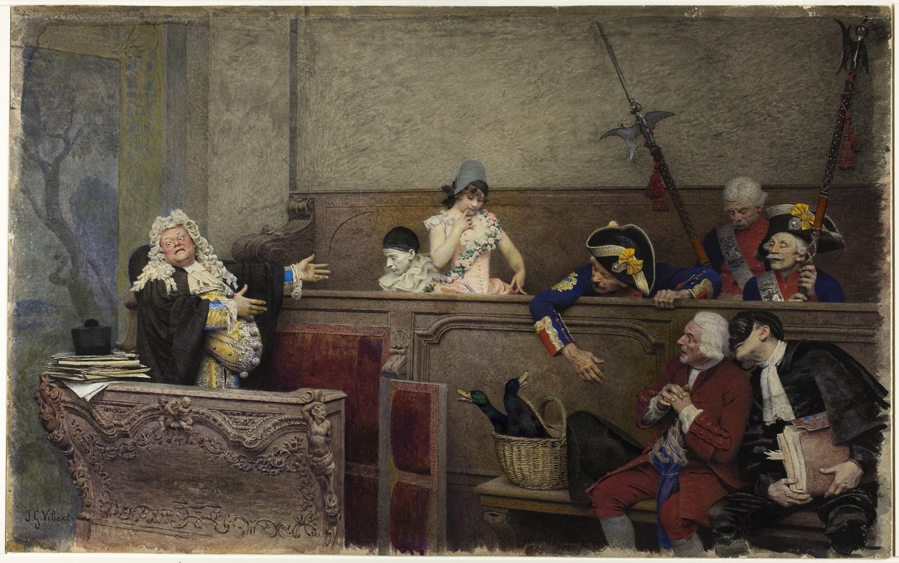 Trial of Pierrot by Jean or Jehan Georges Vibert