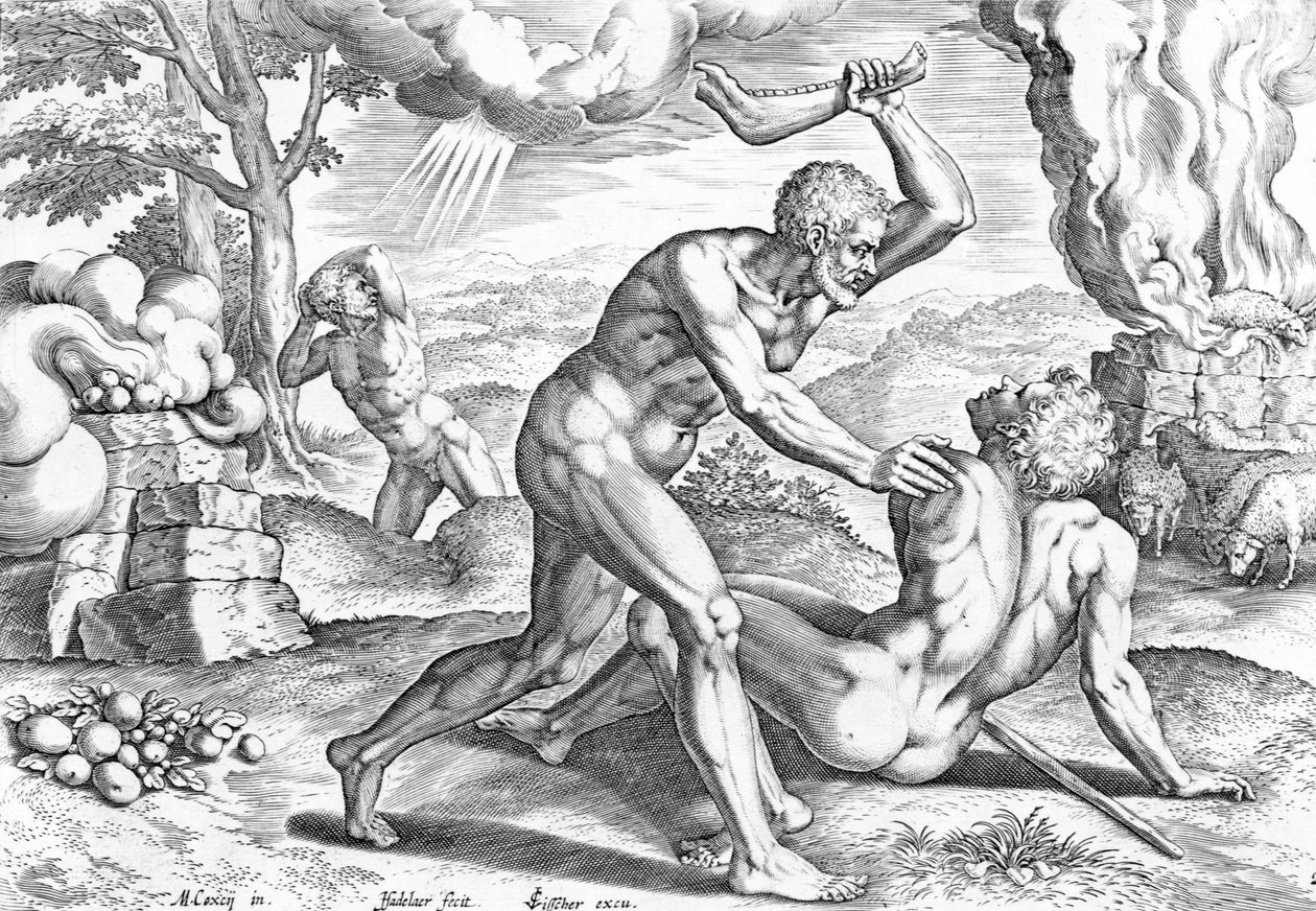 Cain killing Abel by Jean or Johann Sadeler