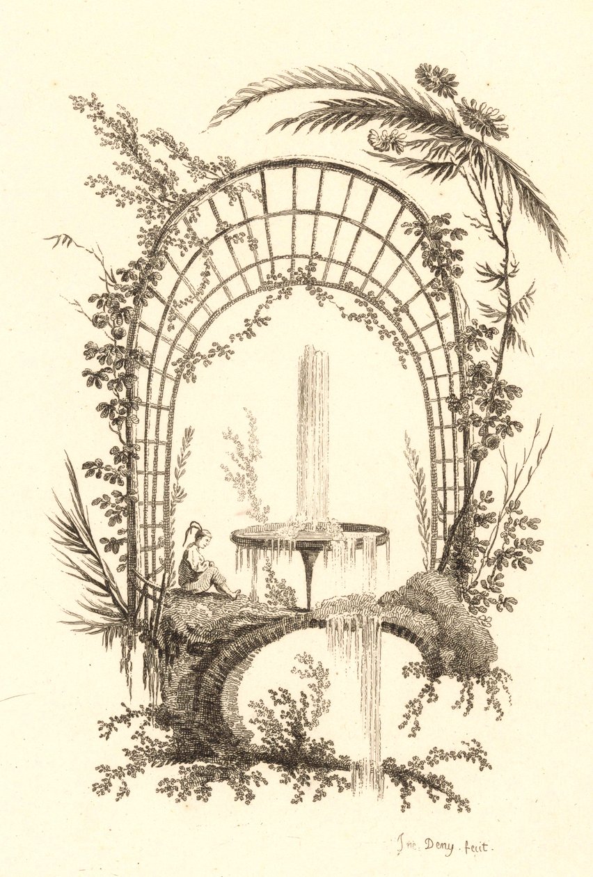 Fountain Under Pergola by Jeanne Deny