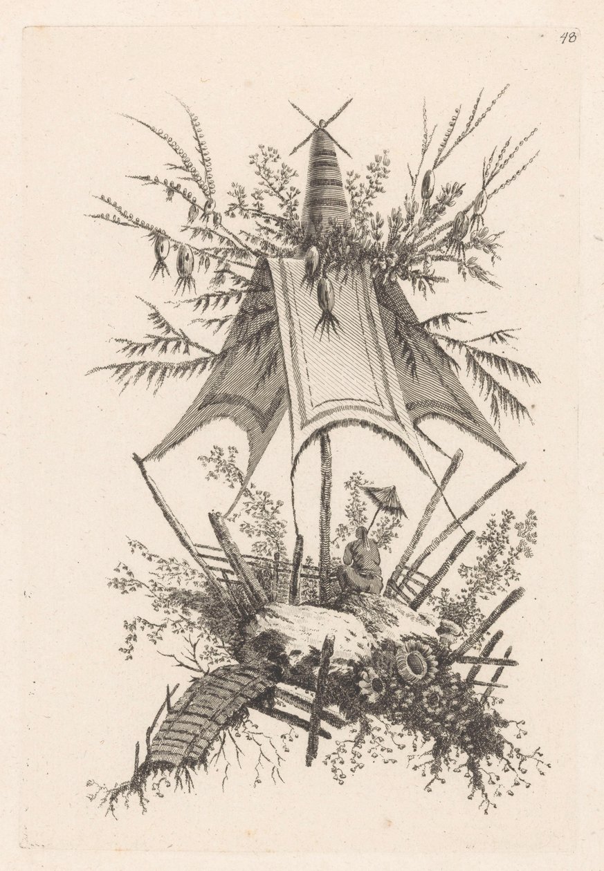 Man with Parasol Under Tent (series title: Collection of Chinese Tents) by Jeanne Deny