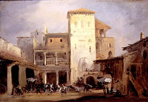 The House of Lord Don Pedro in Alcala de Henares by Jenaro Pérez Villaamil