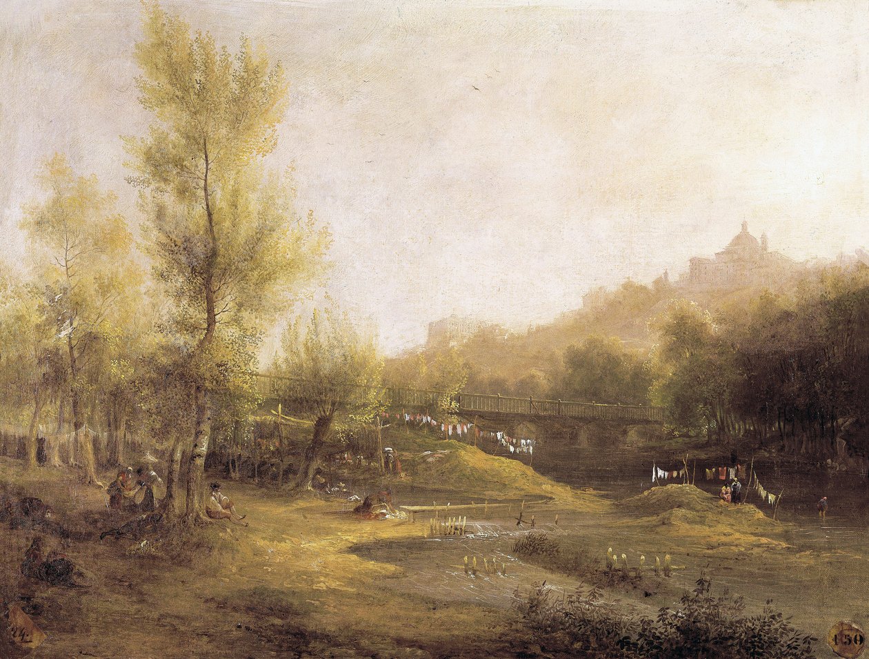 The washerwomen of Manzanares by Jenaro Pérez Villaamil