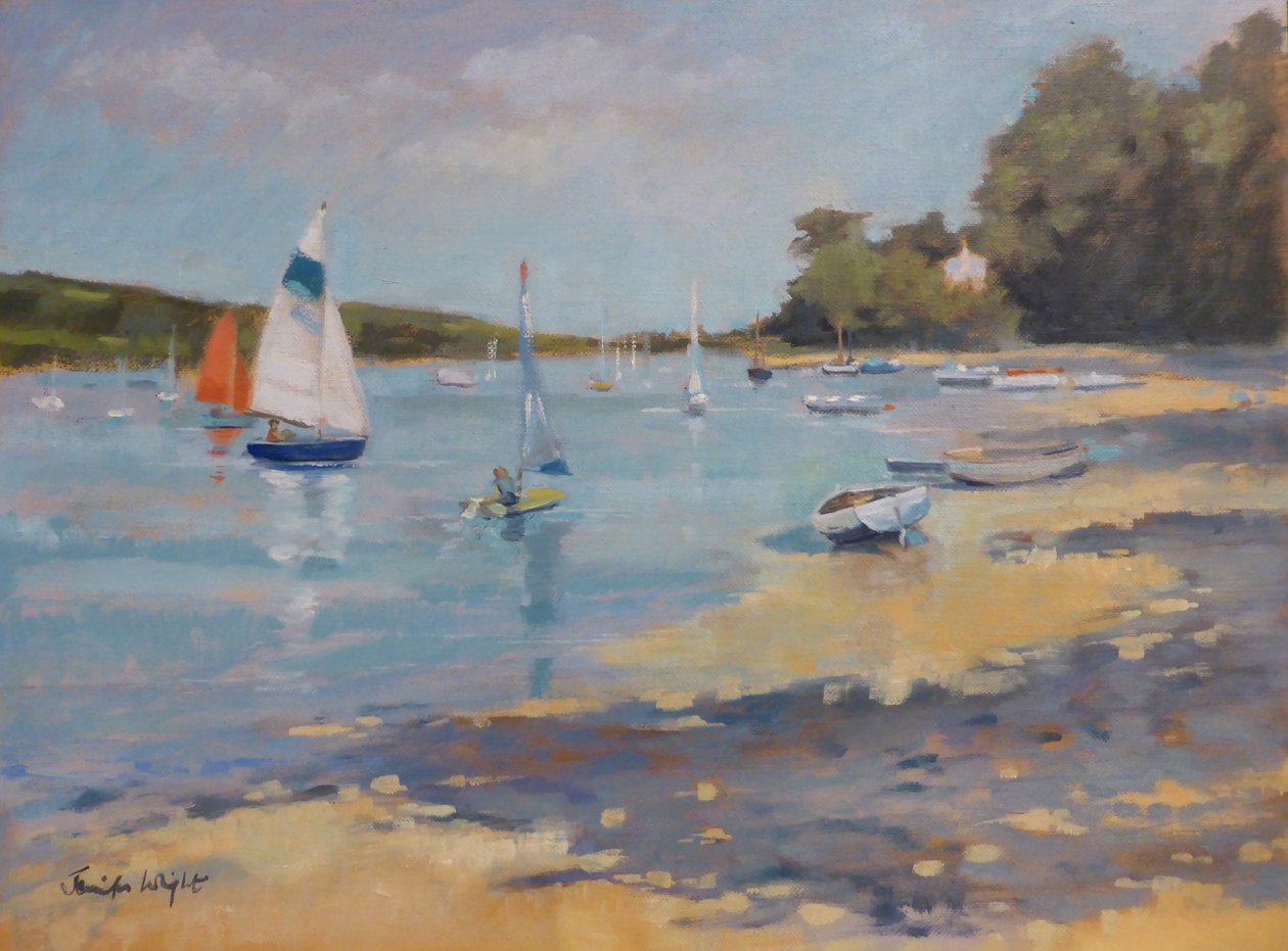 Salcombe, Red Sail by Jennifer Wright