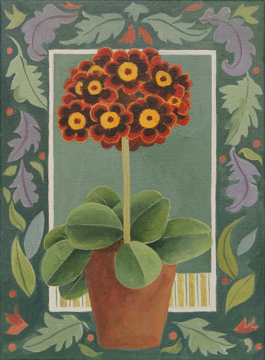 Red and black primula by Jennifer Abbott
