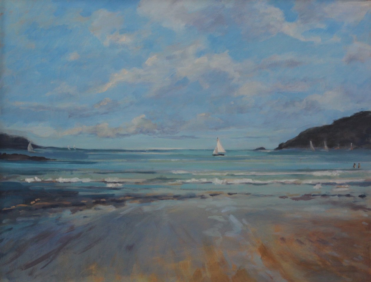 Northsands Salcombe, sailing, 2016 by Jennifer Wright