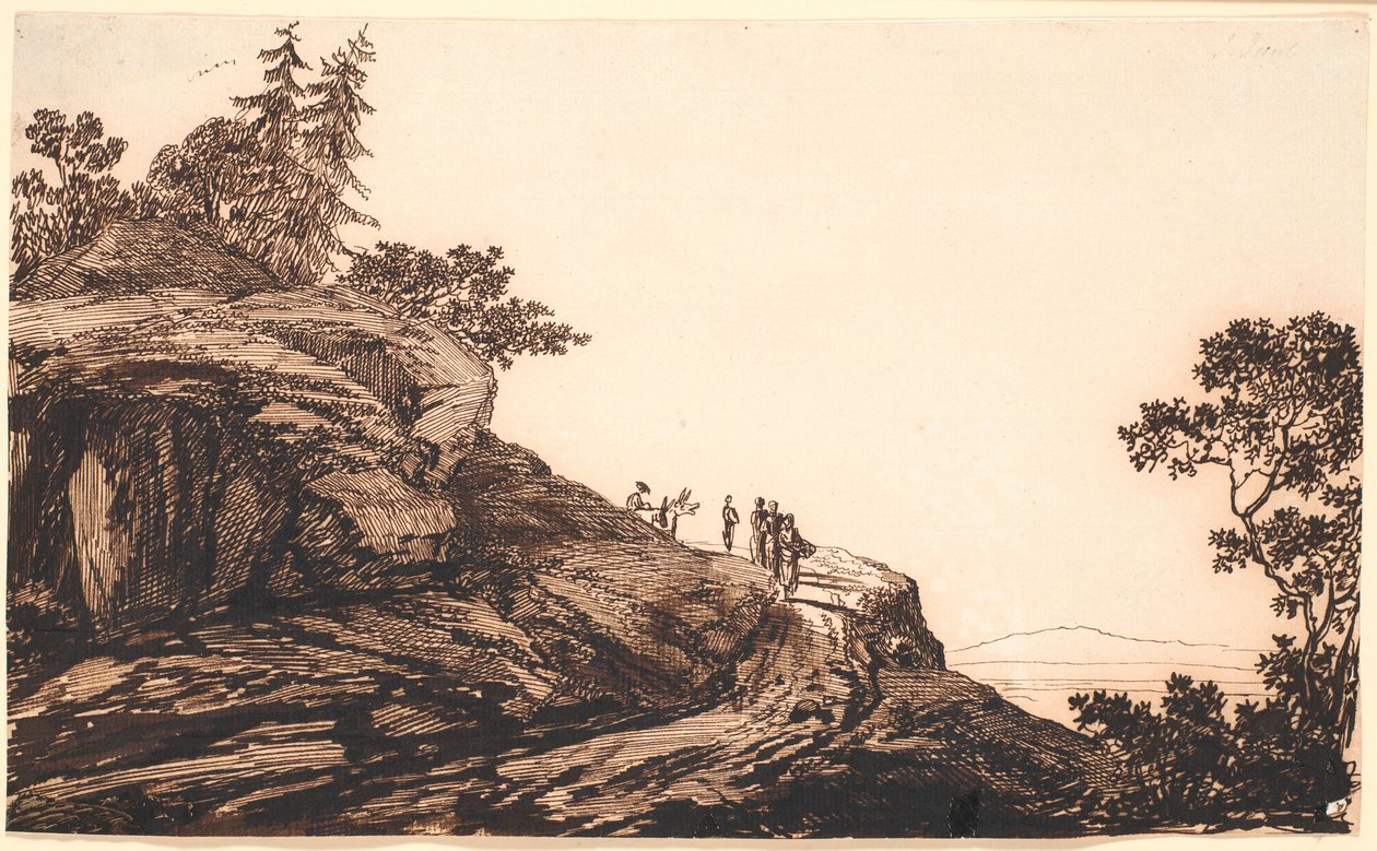 Mountain Landscape with People and Donkeys on a Road by Jens Juel