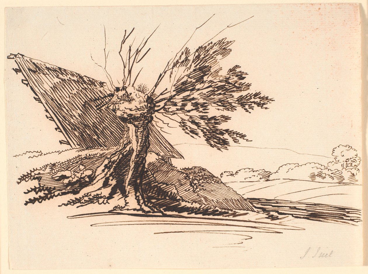 An Old Pollarded Willow and Half of a Hut by Jens Juel