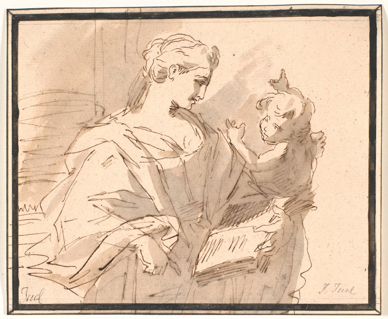 A Saint with a Book and a Putto by Jens Juel