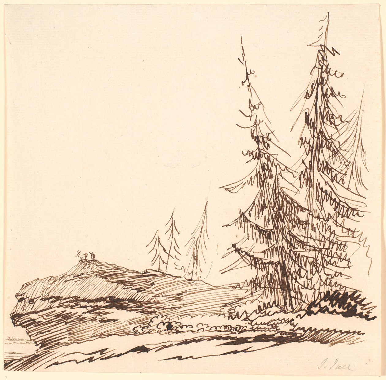 A Rock Outcrop with Pine Trees by Jens Juel