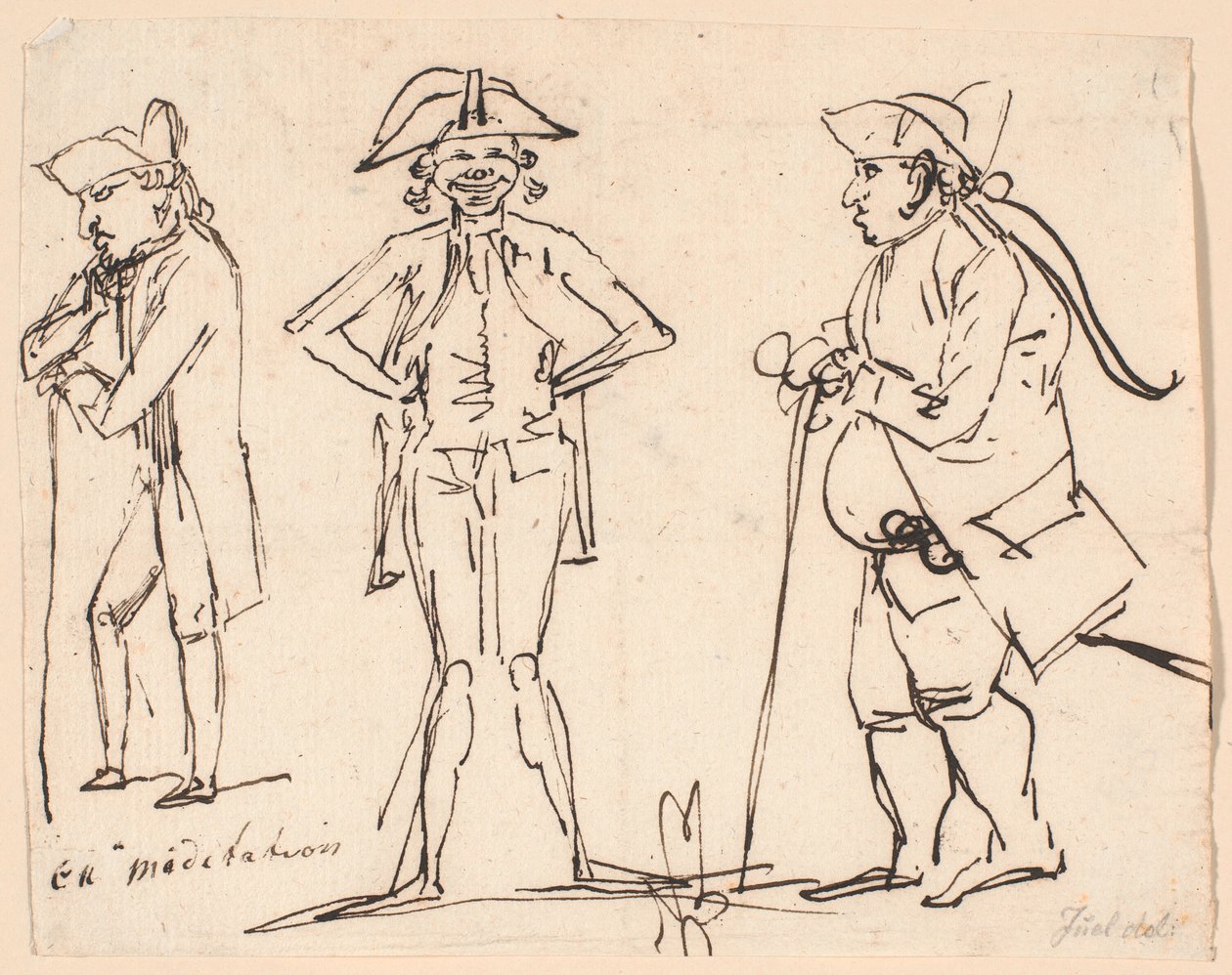 Meditation. Caricatures of Clemens, Juel, and Charles Bonnet by Jens Juel