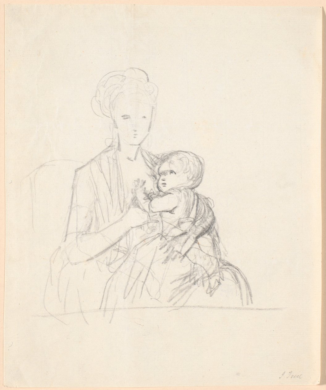 Draft for the Portrait of Countess Sophie Magdalene Raben, Born von Qualen, with Her Eldest Son, Born 1784 by Jens Juel