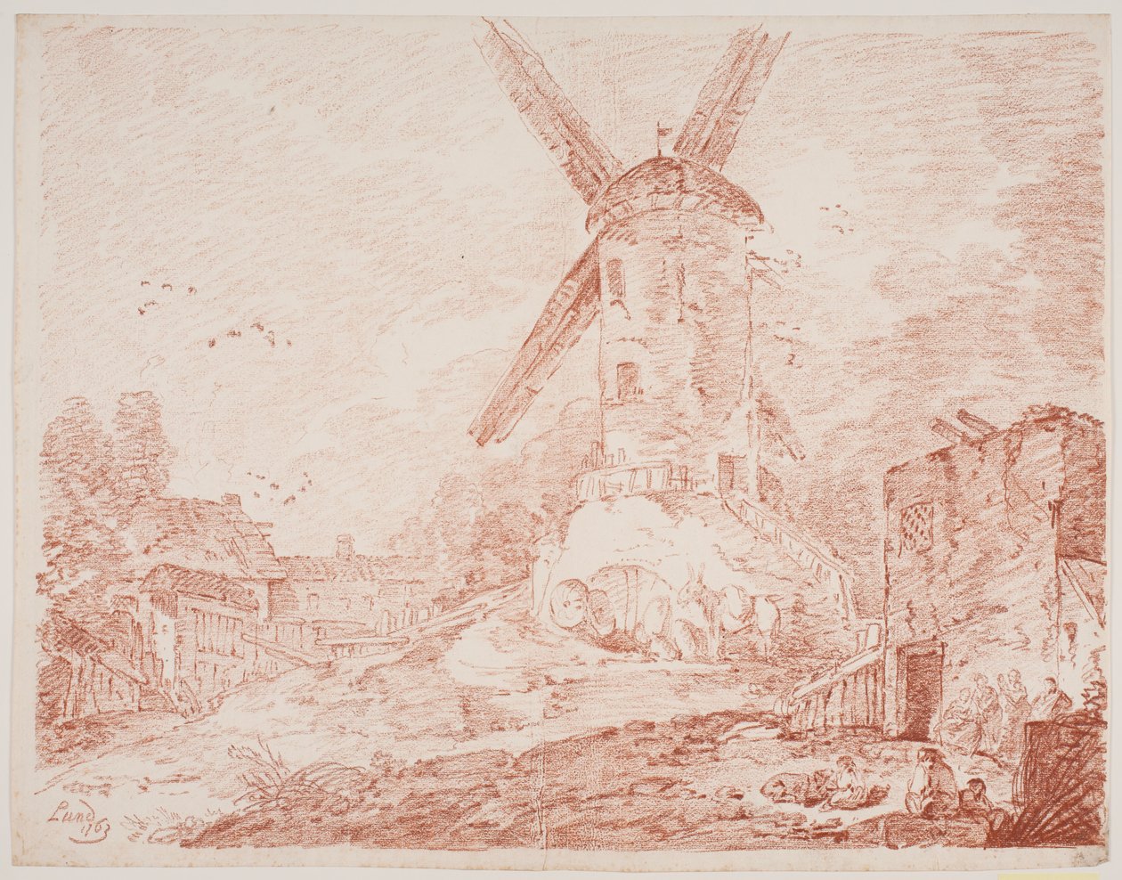 Italian Landscape with Windmill by Jens Petersen Lund