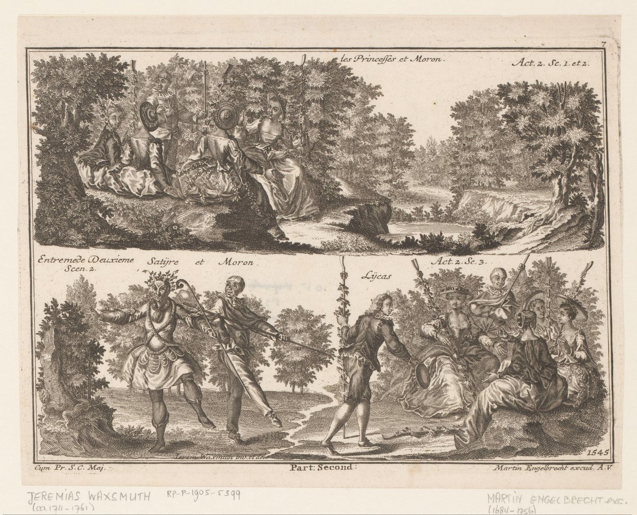 Two Theater Scenes with Figures in a Wooded Landscape (The Princesses and Moron) by Jeremias Wachsmuth