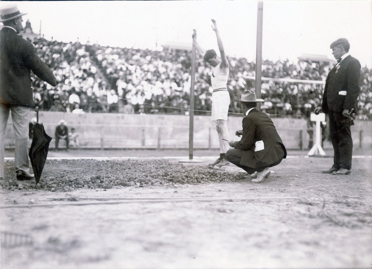 Ray Ewry of the New York Athletic Club Competing in the Standing Broad Jump at the 1904 Olympics. Ewry Won the Event by Jessie Tarbox Beals