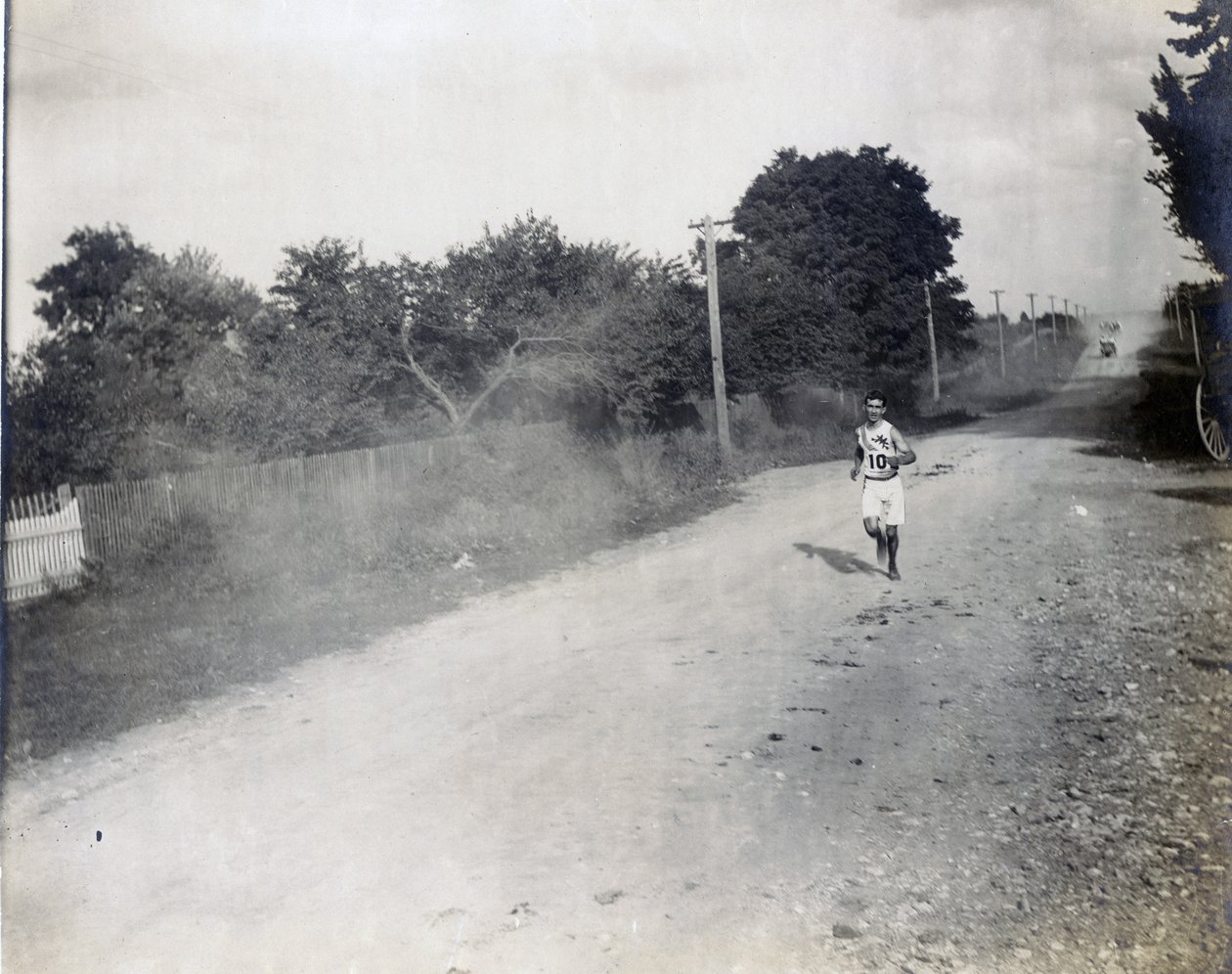 Sam Mellor of the Mohawk Athletic Club Running Alone, Along the Dirt Road, in the Marathon Race at the 1904 Olympics by Jessie Tarbox Beals